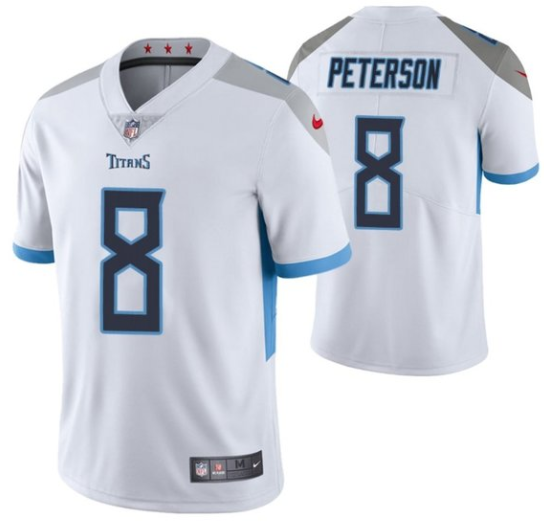 Men's Tennessee Titans #8 Adrian Peterson White Vapor Untouchable Stitched Jersey Men's Tennessee Titans #8 Adrian Peterson White Vapor Untouchable Stitched Jersey